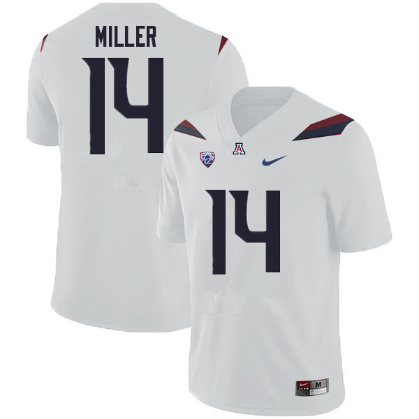 Men #14 Dyelan Miller Arizona Wildcats College Football Jerseys Sale-White - Click Image to Close
